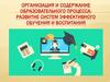 Организация и содержание образовательного процесса: развитие систем эффективного обучения и воспитания