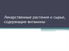 Лекарственные растения и сырье, содержащие витамины