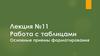 Работа с таблицами. Основные приемы форматирования. Лекция №11