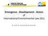 Emergence - Development - Actors of International Environmental Law (IEL)