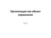 Организация как объект управления ВСО