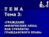 Граждане (физические лица) как субъекты гражданского права  (тема 3)