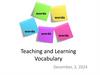 Teaching and Learning Vocabulary