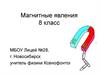 Магнитные явления. 8 класс