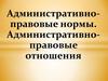 Административно - правовые нормы. Административно - правовые отношения