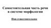 Самостоятельная часть речи в системе морфологии. Имя существительное