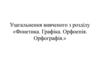 Фонетика. Графіка. Орфоепія. Орфографія