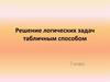 Решение логических задач табличным способом. 7 класс
