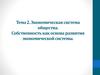 Экономическая система общества. Собственность как основа развития экономической системы