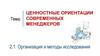 Ценностные ориентации современных менеджеров. Тема 2.1. Организация и методы исследования