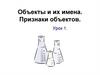 Объекты и их имена. Признаки объектов