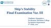 Ship’s Stability. Final Examination Var. III