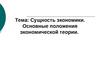 Сущность экономики. Основные положения экономической теории