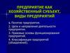 Предприятие как хозяйственный субъект, виды предприятий
