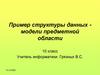 Пример структуры данных - модели предметной области. Информатика. 10 класс