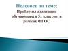 Проблемы адаптации обучающихся 5х классов в рамках ФГОС