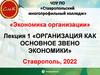 Организация как основное звено экономики  (лекция 1)