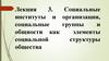Социальные институты и организации, социальные группы и общности как элементы социальной структуры общества. Лекция 3