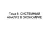 Системный анализ в экономике  (тема 6)