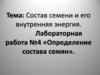 Состав семени и его внутренняя энергия. Лабораторная работа №4 «Определение состава семян»