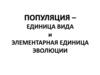 Популяция – единица вида и элементарная единица эволюции