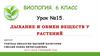 Дыхание и обмен веществ у растений. Биология. 6 класс. Урок №15