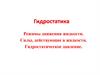 Гидростатика. Режимы движения жидкости. Силы, действующие в жидкости. Гидростатическое давление