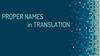 Proper names in translation