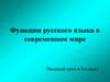 Функции русского языка в современном мире. Вводный урок в 8 классе