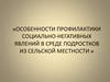 Особенности профилактики социально-негативных явлений в среде подростков из сельской местности