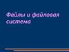 Файлы и файловая система. Имя файла