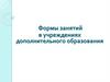 Формы занятий в учреждениях дополнительного образования. Традиционные формы занятия в дополнительном образовании