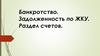 Банкротство. Задолженность по ЖКУ. Раздел счетов