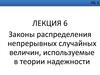 Законы распределения непрерывных случайных величин, используемые в теории надежности