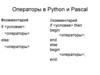 Операторы в Python и Pascal