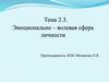Эмоционально-волевая сфера личности. Тема 2.3