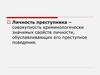 Личность преступника. Структура личности преступника