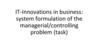 IT-Innovations in business: system formulation of the managerial/controlling problem (task)