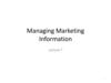 Managing marketing information. Lecture 7