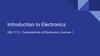 Introduction to electronics   (lecture 1)