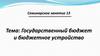 Государственный бюджет и бюджетное устройство