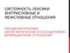 Системность лексики: внутрисловные и межсловные отношения парадигматические, синтагматические отношения