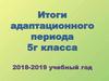 Итоги адаптационного периода 5 класса 2018-2019 учебный год