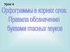 Орфограммы в корнях слов. Правила обозначения буквами гласных звуков