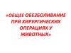 Общее обезболивание при хирургических операциях у животных