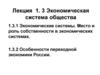 Экономическая система общества. Экономические системы. Место и роль собственности в экономических системах