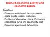 Economic activity and economic agents