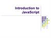 Introduction to JavaScript