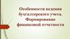 Особенности ведения бухгалтерского учета. Формирование финансовой отчетности