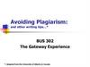 Avoiding Plagiarism: and other writing tips…